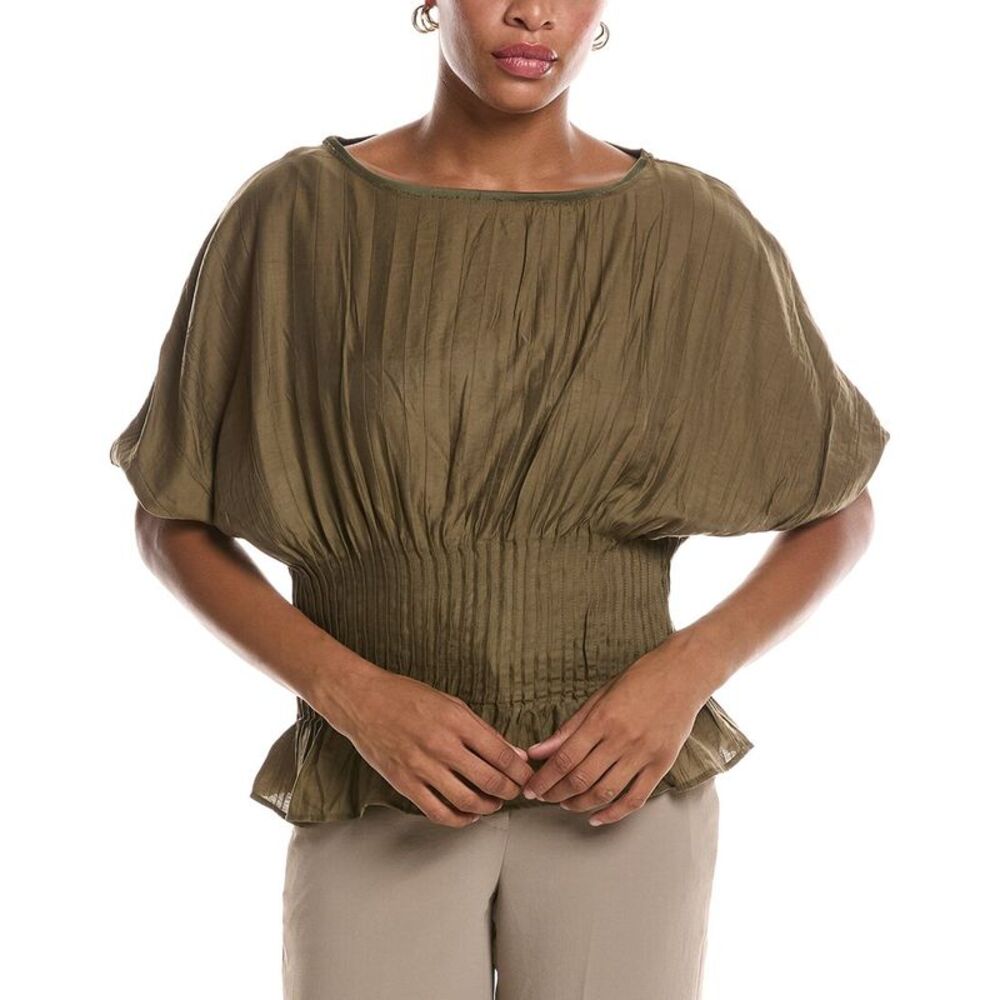 Estellina Womens  Pleated Top, Green